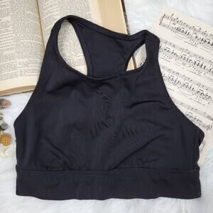 Aerie Women's Racerback High-Neck Athletic Sports Bra Black‎ Size Large